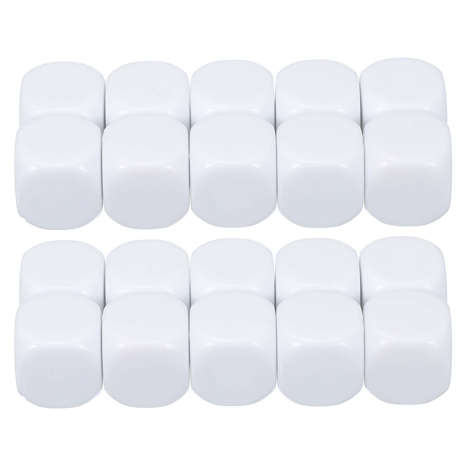 20 mm Acrylic Dice Blank, 100 Pcs Rounded Corner Blank Dice with Smoothed Surface Six Sided for Board, White