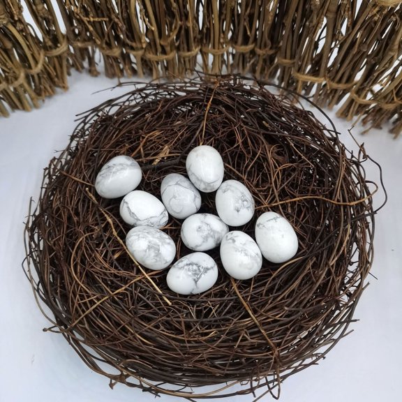 20 mm Crystal Mini Striped Ringed Side Material Small Big Crystal Base Egg Ornament Set – 10 Piece Easter Bird-Themed Decorative Eggs