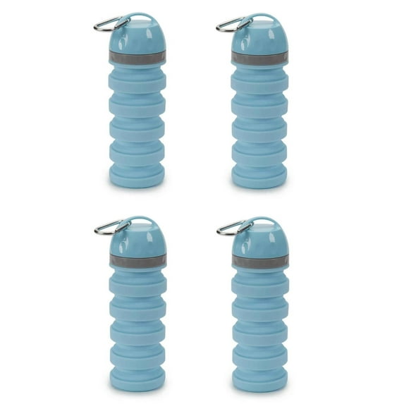 20 ounce Collapsible Water Bottles for People and Pets Flexible Accordion Style (4 Collapsible Bottles)