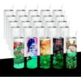 thumbnail image 1 of 20 oz 25 Pack Sublimation Tumblers Glow In The Dark, Double Wall Vacuum Insulated Luminous Skinny Tumbler with Straw and Lid, Polymer Coating for Heat Transfer, White to Green, 1 of 7