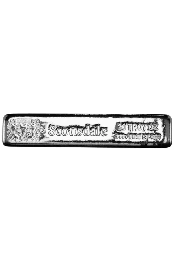 20 oz .999 Silver Bar - Scottsdale Mint CL20 Silver Bullion Bar