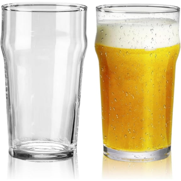 20 oz Beer Glasses Set of 2- Easy to Stack & Lead-Free Classic British Pint Glasses Large Pub Craft Beer Glass for IPA, Pilsner,Clear Tall Glass Cups Great Beer Gifts for Men-Dishwasher Safe