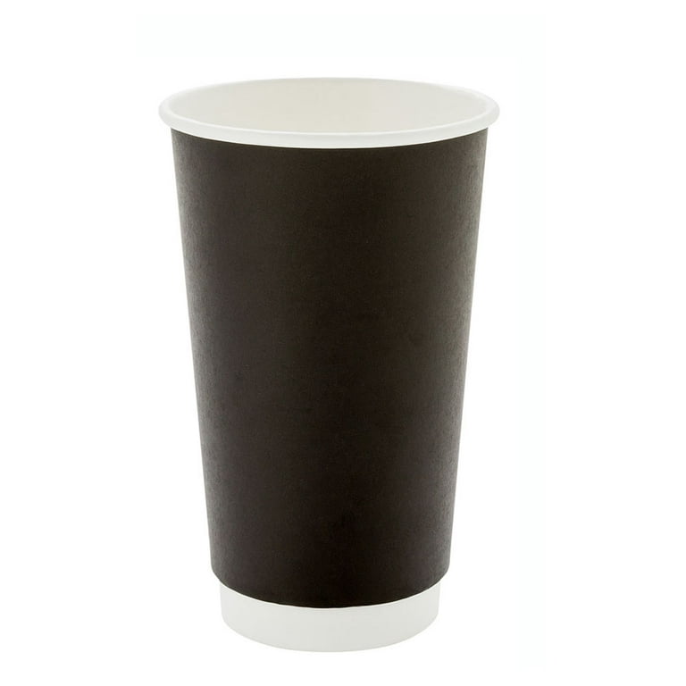 20 oz Black Paper Coffee Cup - Double Wall - 3 1/2 inch x 3 1/2 inch x 6 1/4 inch - 250 Count Box