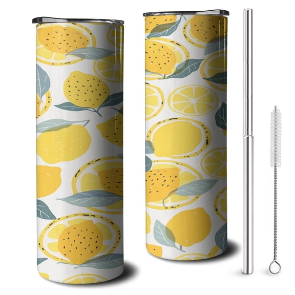 20 oz Double Insulated Coffee Tumbler with LeakProof Lid Lemon Skinny Tumbler for Housewarming Wedding Birthday Gift