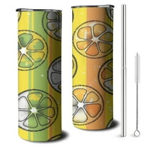 20 oz Double Wall Cups with LeakProof Lid Lemon Slices Cafe Tumblers for Housewarming Wedding Birthday Gift