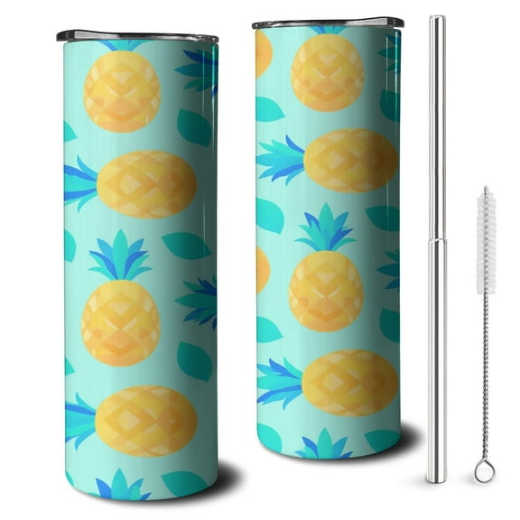 20 oz Double Wall Cups with LeakProof Lid Pineapple Slim Tumbler for Mountain Halloween Fishing Christmas