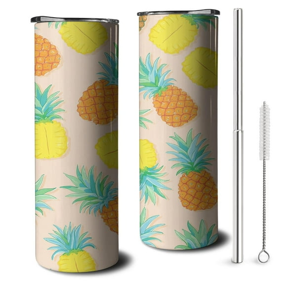 20 oz Double Wall Cups with LeakProof Lid Pineapple Water Bottle for Housewarming Wedding Birthday Gift