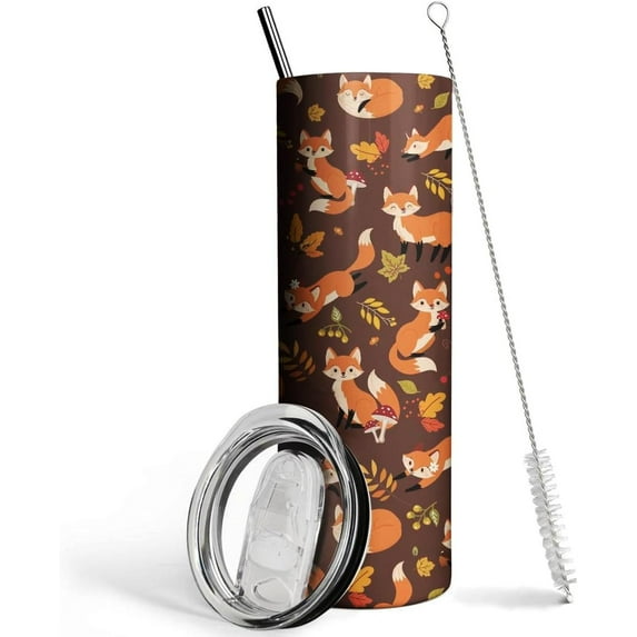 20 oz Fox Tumbler with lid and Straw,Fox CoffeeTravel Mug Cup Water Botter, Fox Gifts for Fox Lovers Fox Stuff Decor A ccessories