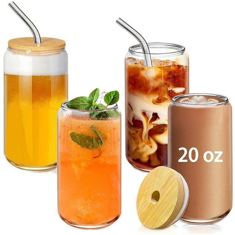 VITEVER 20 OZ Glass Cups with Bamboo Lids and Glass Straw - 4pcs Set Beer  Can Shaped Drinking Glasse…See more VITEVER 20 OZ Glass Cups with Bamboo