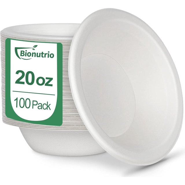 20 oz Heavy Duty Paper Bowls 100 Pack Disposable Soup Bowls for Hot