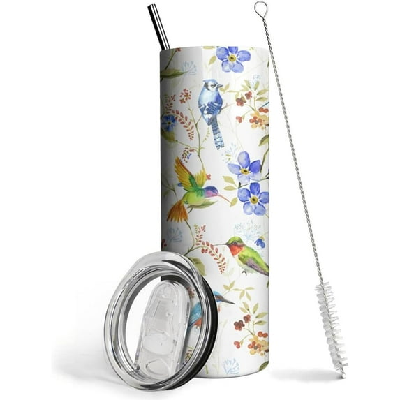 20 oz Hummingbird Tumbler with Handle Lid and Straw,Hummingbird Stainless Steel Coffee Tumbler Mug Cup Watter Botter,Bird Gifts for Bird Lovers Women, Hummingbird Stuff/Accessories