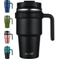 thumbnail image 1 of 20 oz Insulated Coffee Mug Tumbler with Handle, Stainless Steel Travel Mug Tumbler with Lid and Straw,Double Wall Vacuum Leak Proof Ice Coffee Thermal Cup, Black, 1 of 4