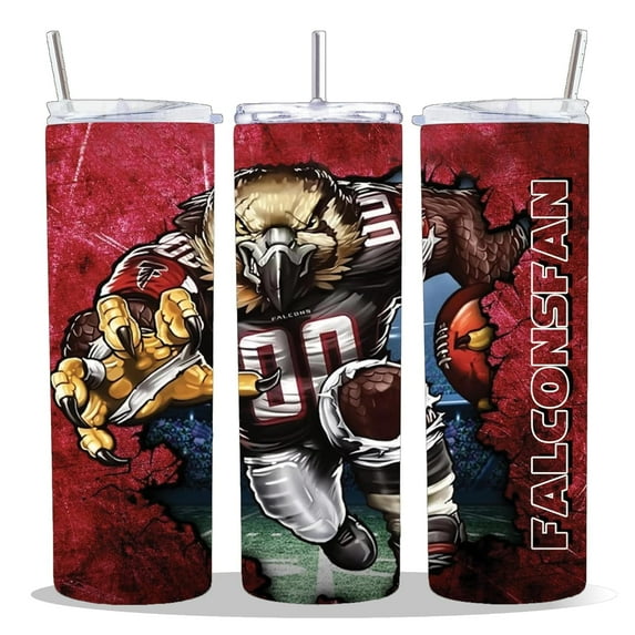 20 oz Insulated Double Wall Stainless Steel Tumbler with Spill Proof Lid and Reusable Straw, Water Bottle Coffee, TeamFan Fan Team Mascot Football Cup Mug Tumbler (Atlanta)