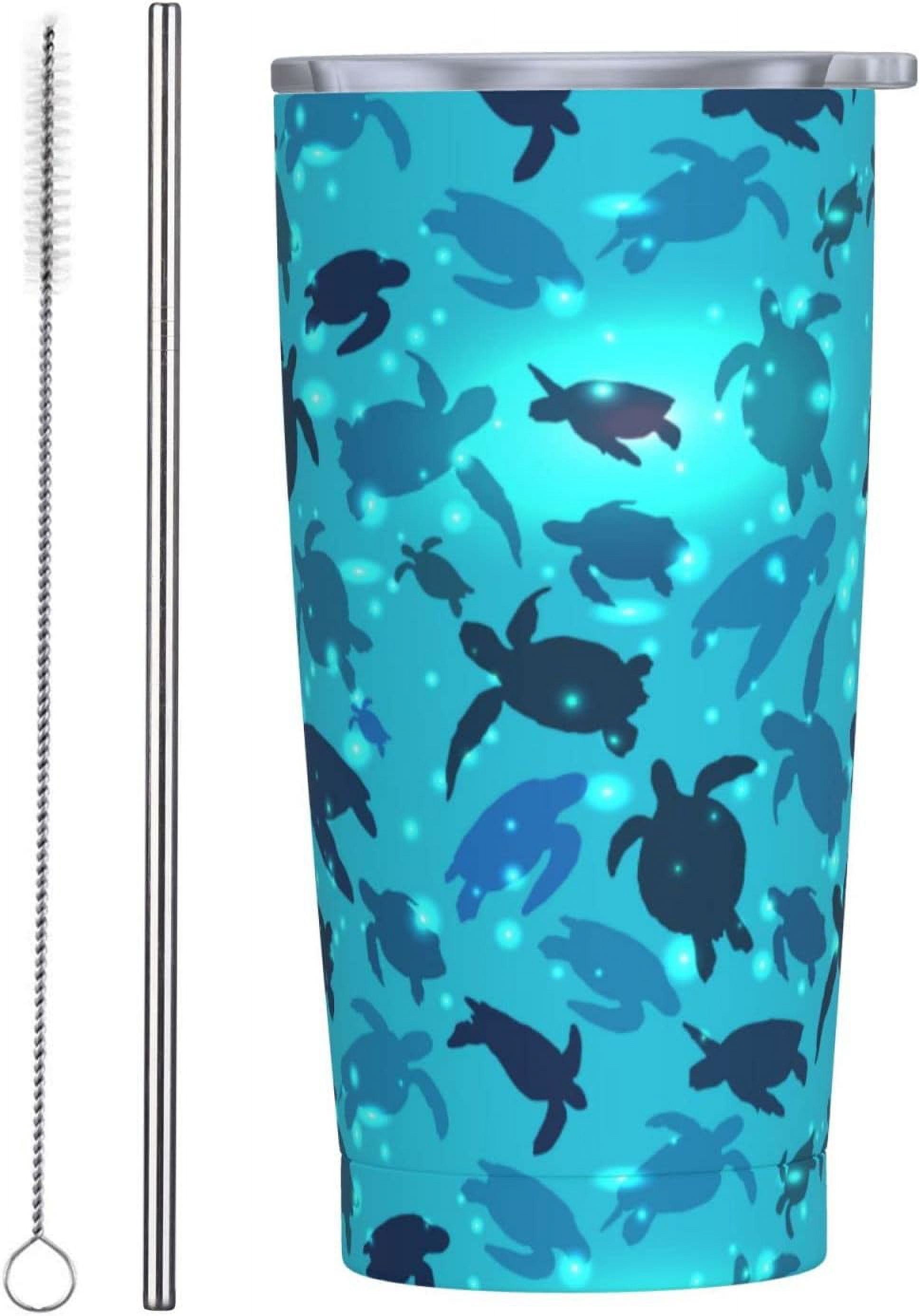 20 oz Insulated Stainless Steel Tumbler Mug Blue Sea Turtles in The ...