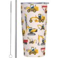thumbnail image 1 of 20 oz Insulated Stainless Steel Tumbler Mug Cartoon Excavator for Boy Cup with Lid and Straw Brush Water Bottle Coffee Travel Office Car for Cold and Hot Drinks, 1 of 6