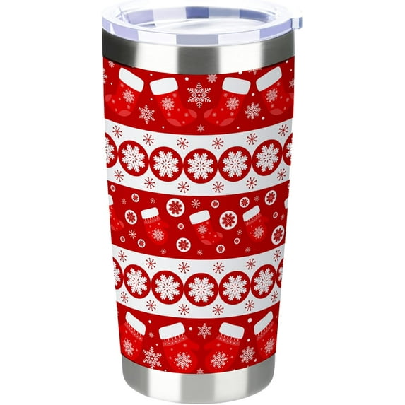 20 oz Insulated Tumbler, Merry Christmas Tumbler with Lid and Straw, Holiday Spirit Snowflake Socks Coffee Mug Cup, Christmas Gift for Dad Mom Family Friends