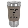 thumbnail image 1 of 20 oz Leather Tumbler Stainless Steel Insulated Travel Mug Cup Gift What The Flock Funny Flamingo (Gray), 1 of 1