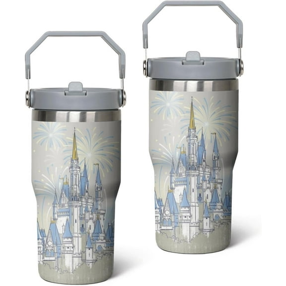 20 oz Leopard Print Tumbler with Handle Vacuum Reusable Insulated Tumblers with Flip Straw and Top Handle Stainless Steel Coffee Mug Leopard Print Cup