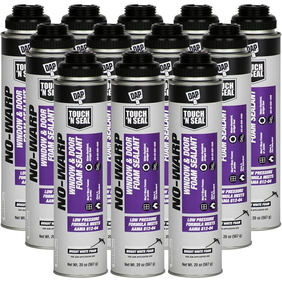 20 oz One Component Polyurethane Foam Sealant-No Warp Gun Foam, Pack of 12