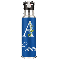 20 oz Personalized Bottles Monograms with Name,Custom Insulated Stainless Steel Water Bottle with Straw,Customized Gifts for Women (Letter A)