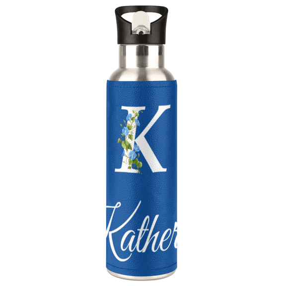 20 oz Personalized Bottles Monograms with Name,Custom Insulated Stainless Steel Water Bottle with Straw,Customized Gifts for Women (Letter K)