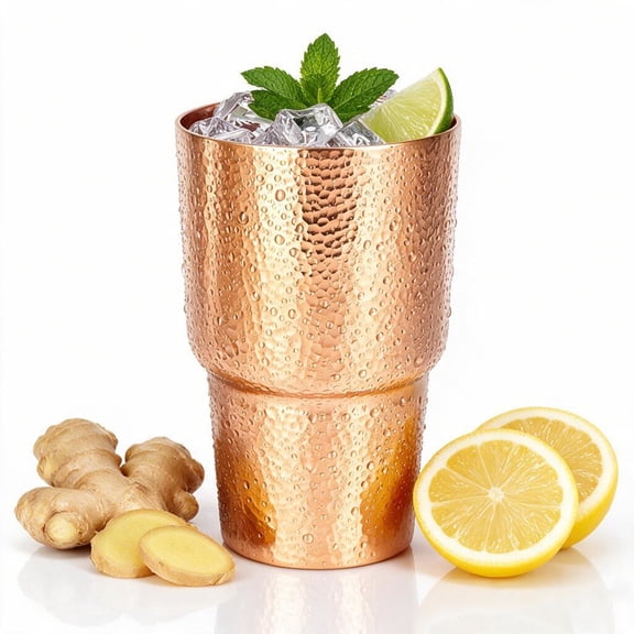 20 oz Pure Copper Cup for Daily Drinking, Tall Hand-Hammered Water Tumbler, Cold-Retentive Mug for Moscow Mule, Cocktails & Whiskey, Ideal for Yoga, Bar, Home & Parties