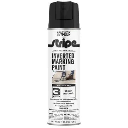15 oz Seymour 20-363 Black Stripe 3-Series Contractor's Choice Water-Based Inverted Ground Marking Spray Paint