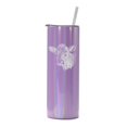 thumbnail image 1 of 20 oz Skinny Tall Tumbler Stainless Steel Vacuum Insulated Travel Mug Cup With Straw Gift Cow Head (Purple Iridescent Glitter), 1 of 1