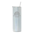 thumbnail image 1 of 20 oz Skinny Tall Tumbler Stainless Steel Vacuum Insulated Travel Mug Cup With Straw Gift Emotional Support Coworker (White Iridescent Glitter), 1 of 1