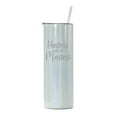 thumbnail image 1 of 20 oz Skinny Tall Tumbler Stainless Steel Vacuum Insulated Travel Mug Cup With Straw Gift Hostest With The Mostest Hostess Host Thanksgiving Holiday Party Host (White Iridescent Glitter), 1 of 1