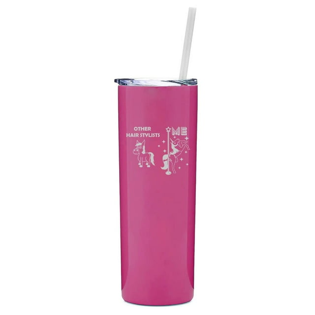 20 Oz Skinny Tall Tumbler Stainless Steel Vacuum Insulated Travel Mug Cup With Straw Hair 9309