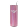 thumbnail image 1 of 20 oz Skinny Tall Tumbler Stainless Steel Vacuum Insulated Travel Mug Cup With Straw Honey Bee (Pink Iridescent Glitter), 1 of 1