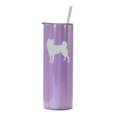 thumbnail image 1 of 20 oz Skinny Tall Tumbler Stainless Steel Vacuum Insulated Travel Mug Cup With Straw Shiba Inu (Purple Iridescent Glitter), 1 of 1