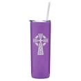 thumbnail image 1 of 20 oz Skinny Tall Tumbler Stainless Steel Vacuum Insulated Travel Mug With Straw Celtic Cross (Purple), 1 of 1