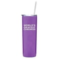 thumbnail image 1 of 20 oz Skinny Tall Tumbler Stainless Steel Vacuum Insulated Travel Mug With Straw World's Okayest Coworker (Purple), 1 of 1