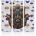 thumbnail image 1 of 20 oz Skinny Tumbler Stainless Steel Slim Insulated Tumblers Straight Tumbler Cups Coffee Mug Thermal Travel Cup with Lid, Christmas Birthday Witchy Gifts for Women, Celestial Hamsa Hand Evil Eye, 1 of 7