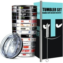 20 oz Stainless Steel Heavy Metal Rock Tapes Travel Mug - Double Wall Vacuum Insulated Drinking Cup with Straw and Lid - Reusable