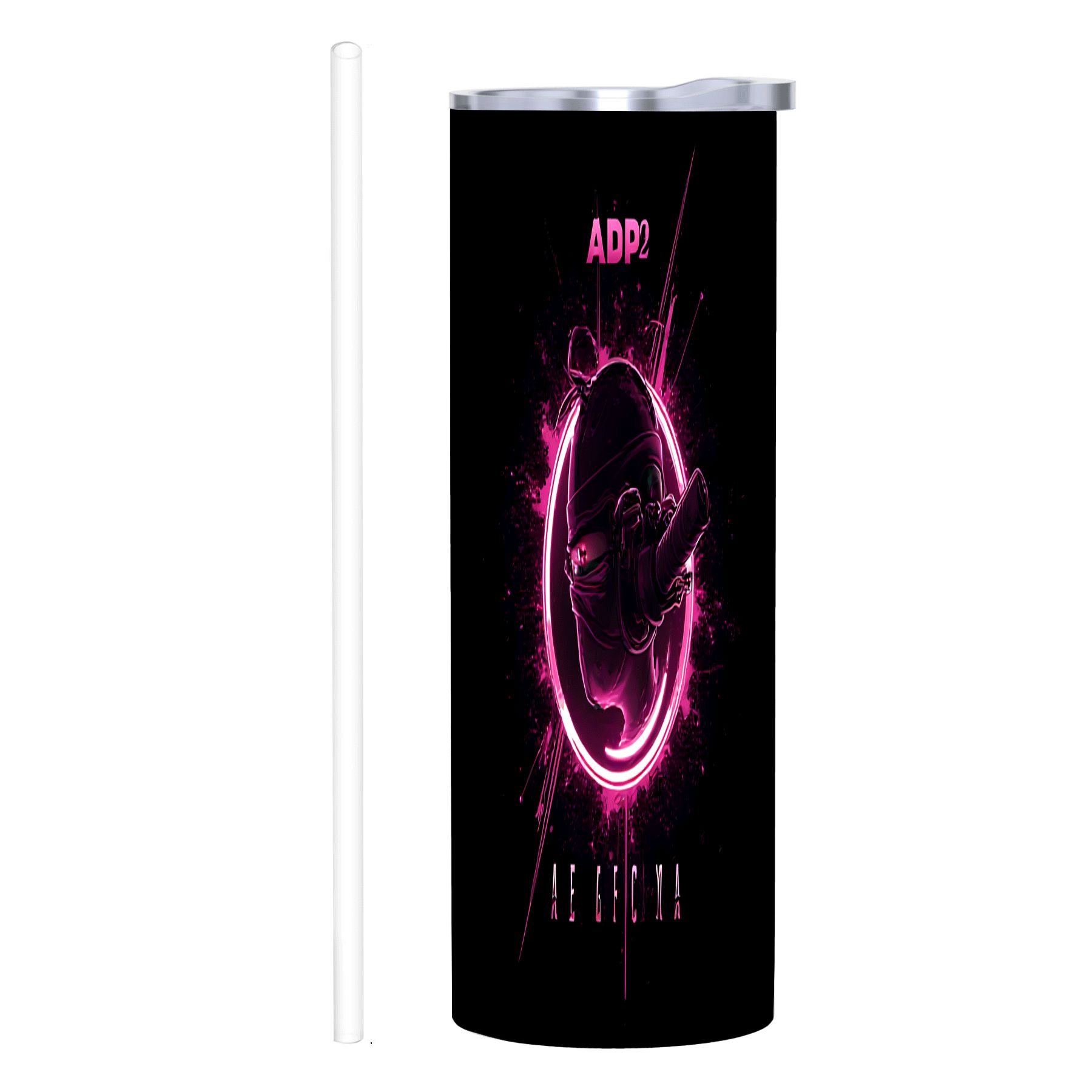 20 oz Stainless Steel Insulated Tumbler - Black with Vibrant Pink ...