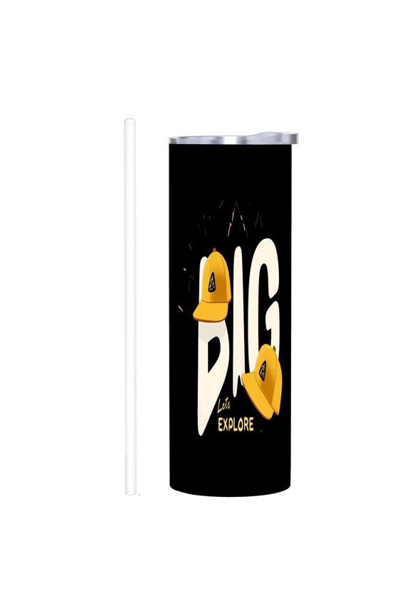 20 oz Stainless Steel Insulated Tumbler - Bold ' BIG ' Design with Yellow Caps & Triangular Perfect for Home Office & Travel
