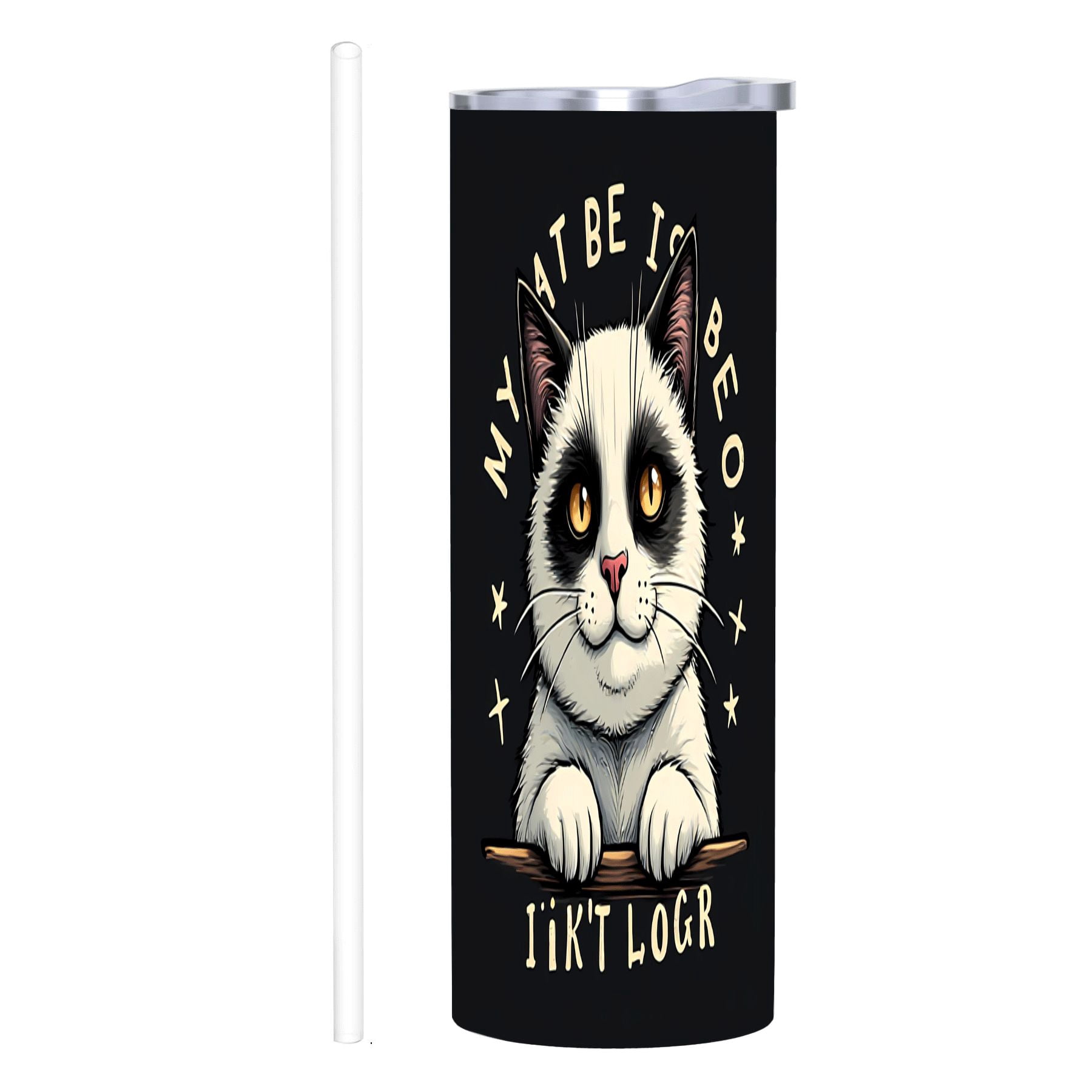 20 oz Stainless Steel Insulated Tumbler - Cat Design with Expressive ...