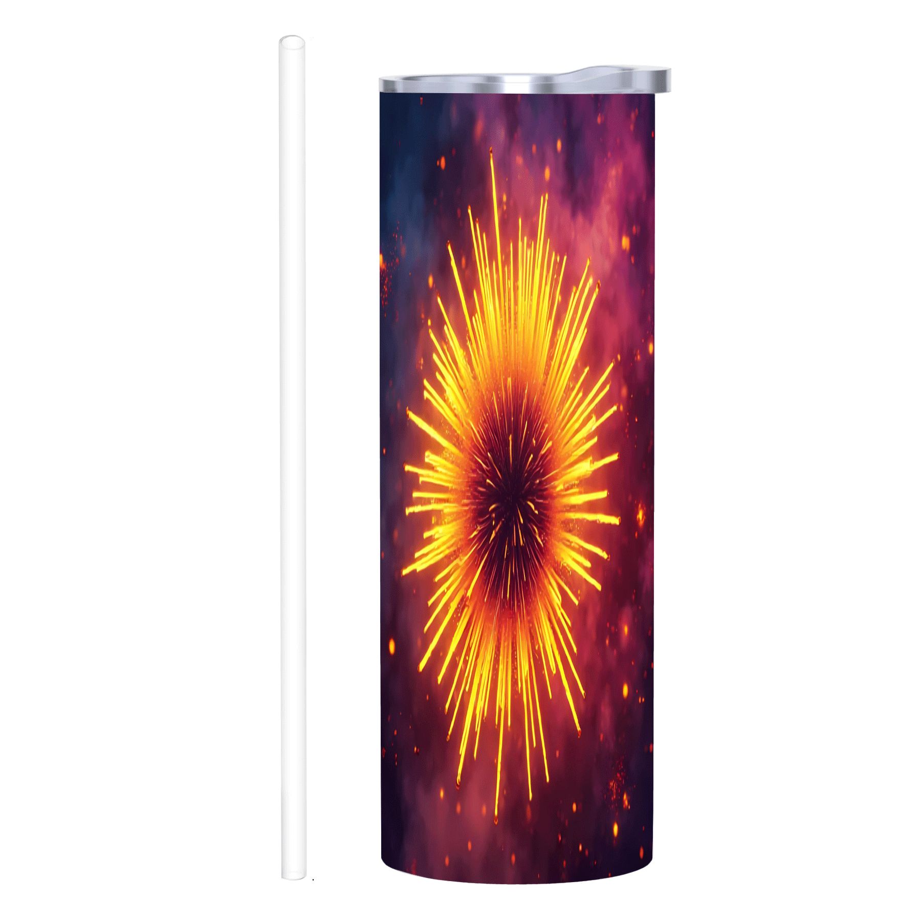 Explosion Mug 20 oz Stainless Steel Insulated Tumbler - Cosmic Design with Fiery ...