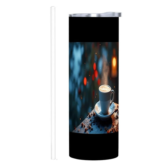 20 oz Stainless Steel Insulated Tumbler - Cozy Coffee Cup Design with Vibrant Coffee Photo Perfect for Home Office & Travel