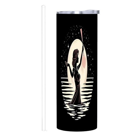 20 oz Stainless Steel Insulated Tumbler - Elegant Flowing Gown Design Nighttime Serenity with Moon & Stars Perfect for Home Office & Travel