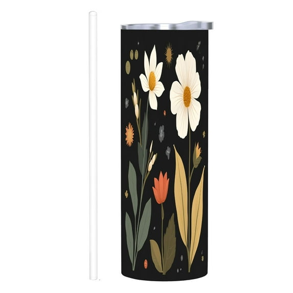 20 oz Stainless Steel Insulated Tumbler - Floral Pattern with White ...
