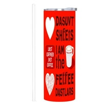 20 oz Stainless Steel Insulated Tumbler - Playful Red Design with Fun Text & Coffee Cup Illustration Perfect for Home Office & Travel