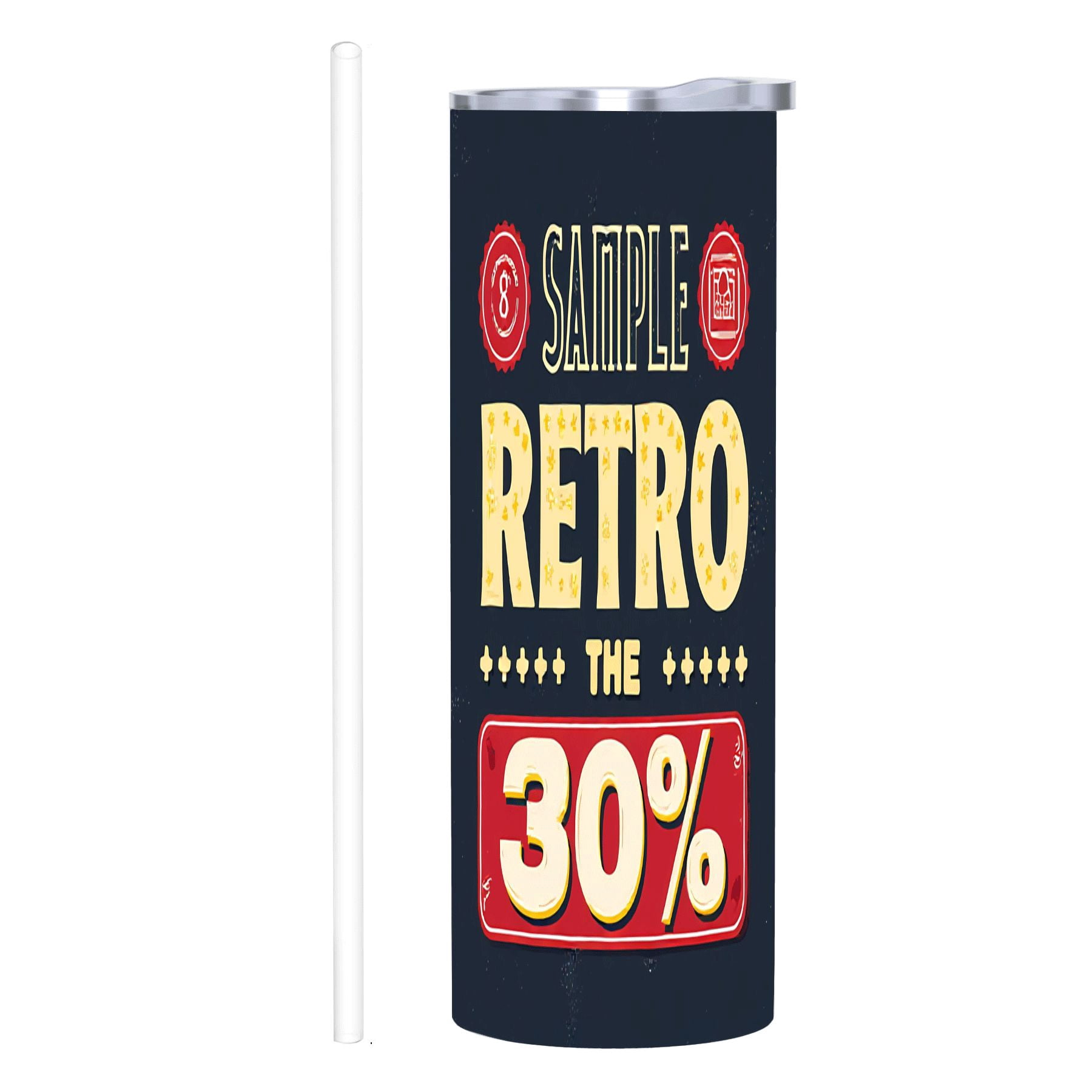 20 oz Stainless Steel Insulated Tumbler - Retro Design with Red ...