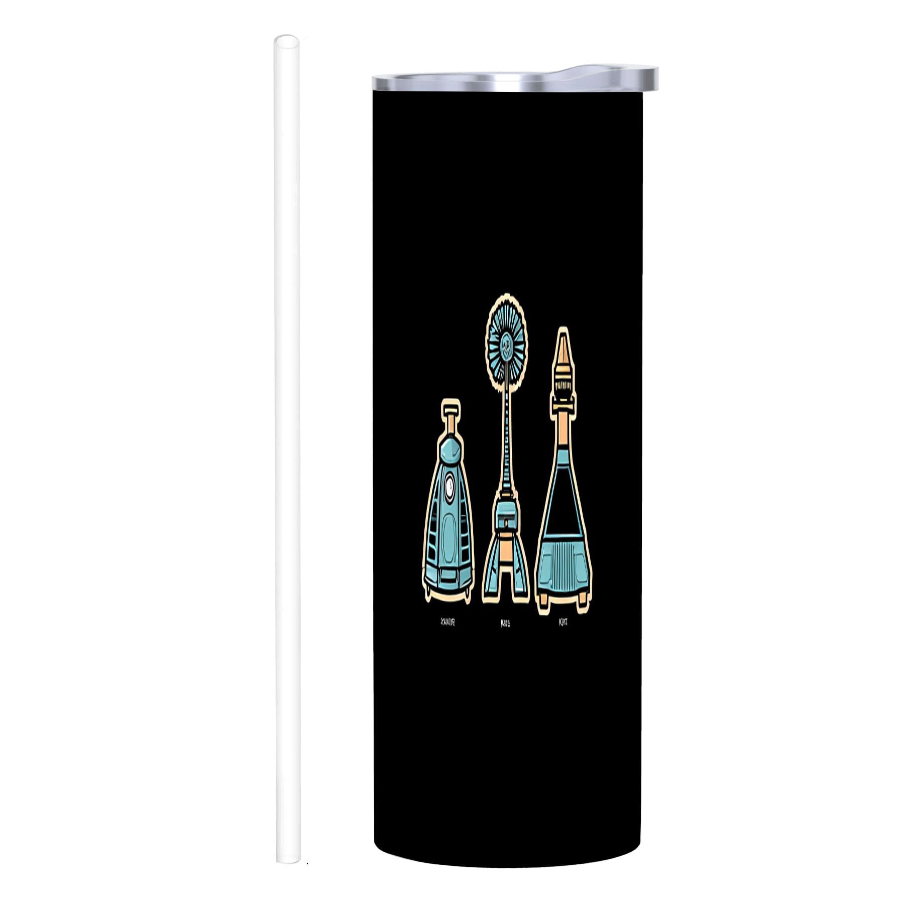 20 oz Stainless Steel Insulated Tumbler - Retro Sci - Fi Design with ...