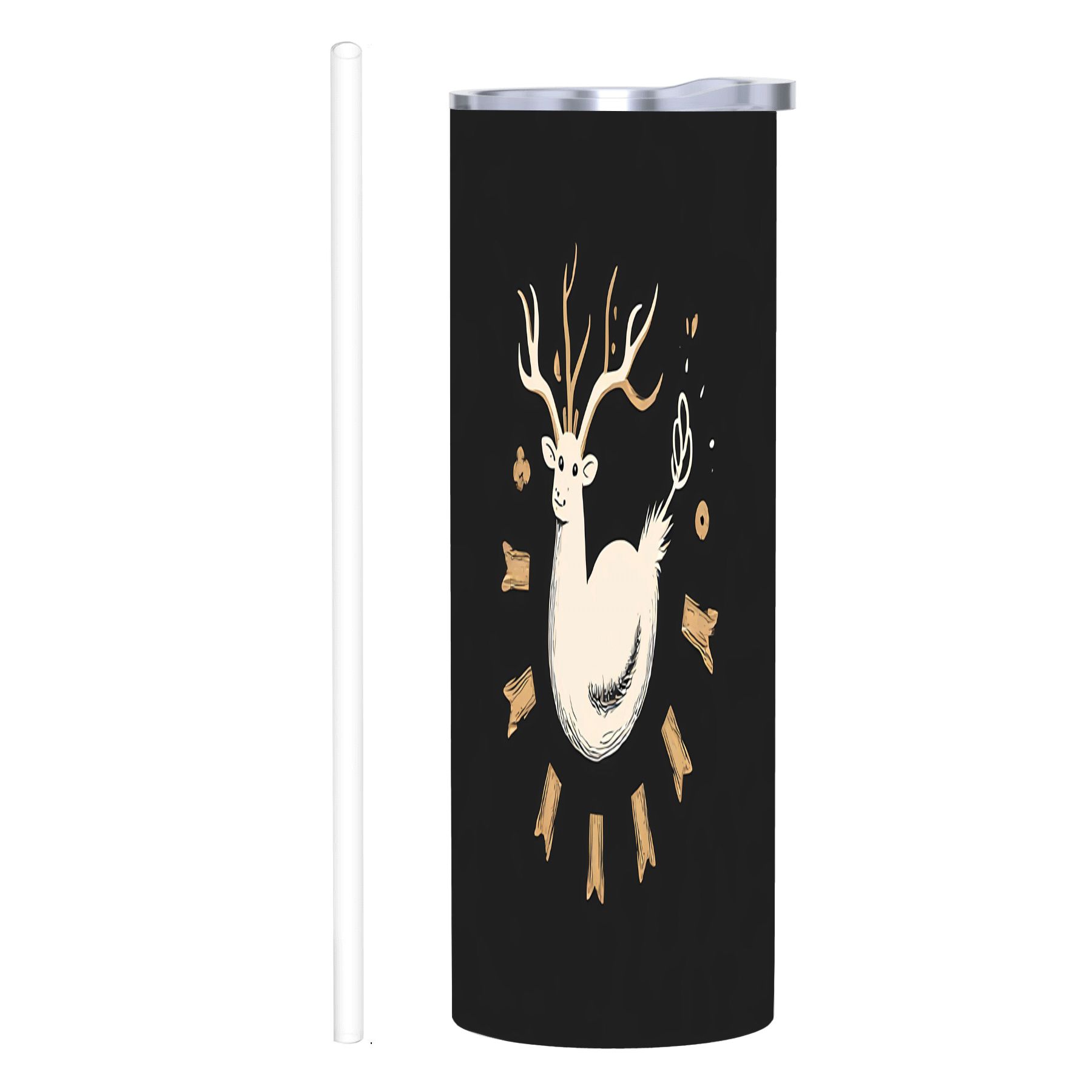 20 oz Stainless Steel Insulated Tumbler - Rustic Deer Design with ...