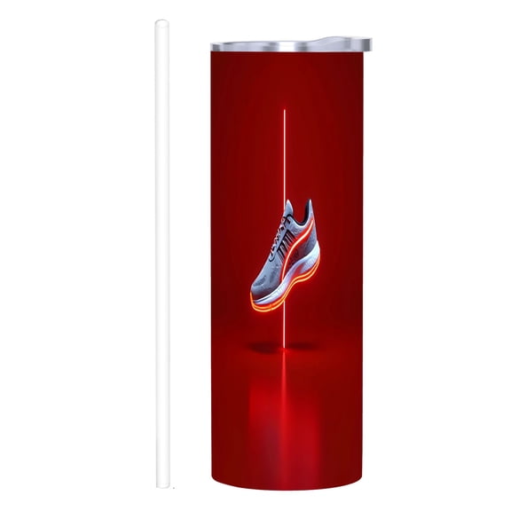 20 oz Stainless Steel Insulated Tumbler - Sleek Red Can Perfect for Sports & Fitness Includes Lid & Straw