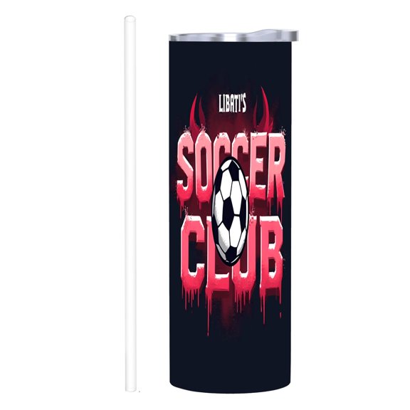 20 oz Stainless Steel Insulated Tumbler - Soccer Club Design with ' LIBAT ' S ' Bold Letters & Soccer Ball Perfect for Home Office & Travel